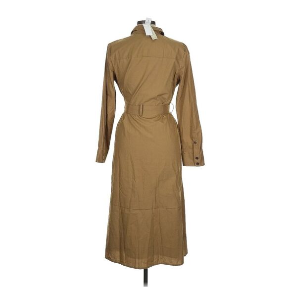 NEW BANANA REPUBLIC 100% Cotton Poplin Long Sleeve Midi Shirt Dress Old Money L - Picture 3 of 7